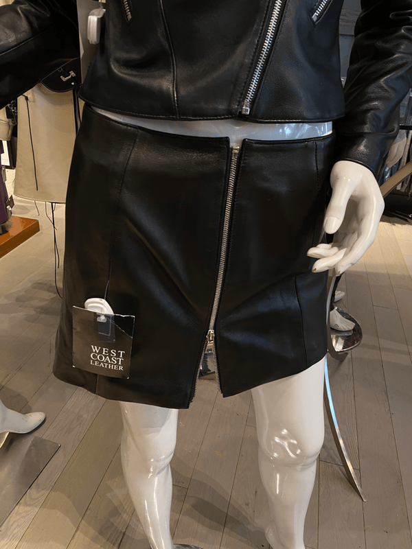 Black Leather Zipper Mini Skirt with side zippers