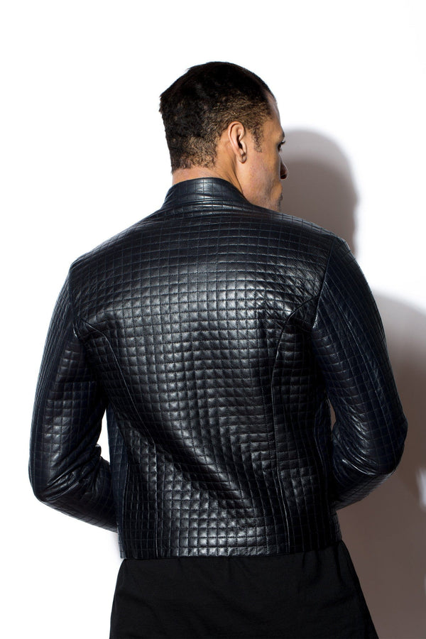Men's West Coast Leather Quilted Navy Leather Jacket