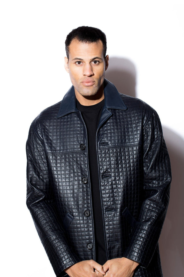 Men's West Coast leather Quilted Car Coat