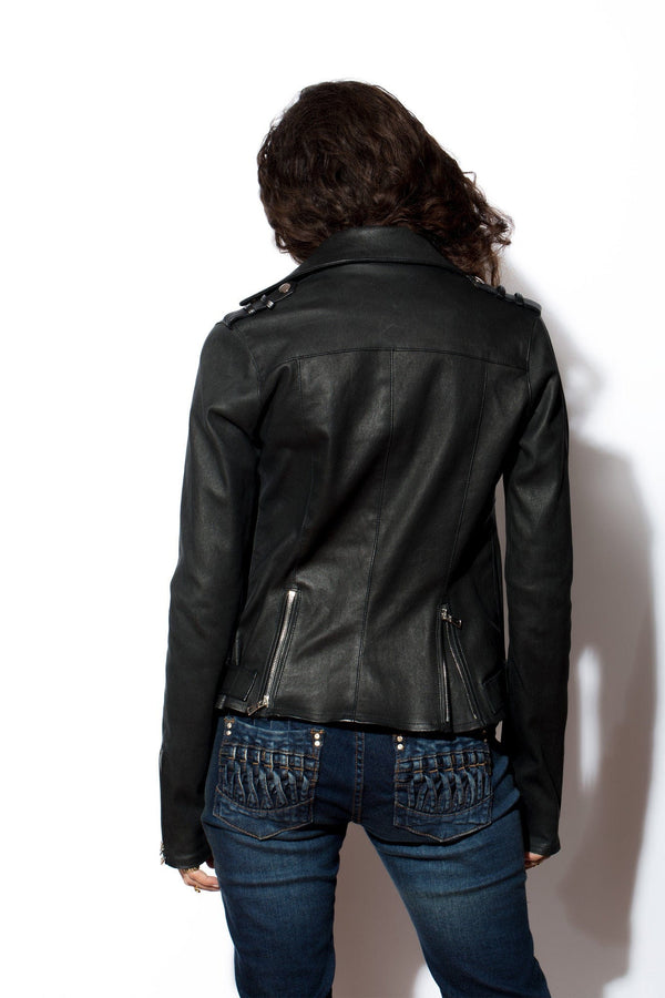 Women's Stretch Leather Motorcycle Jacket